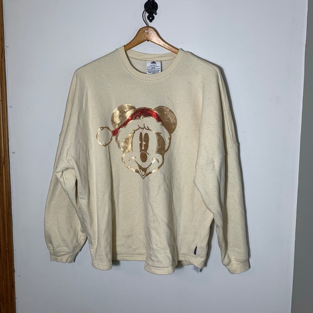 Womens Disney Spirit Jersey Sequined Mickey Mouse Christmas Size XXL EUC!